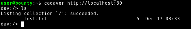 Using the CLI tool cadaver to view contents of a webdav instance
