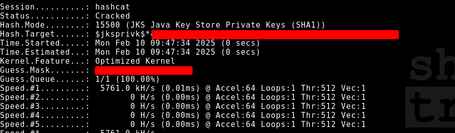 Successful bruteforce attacke on a saml-keystore demo-file