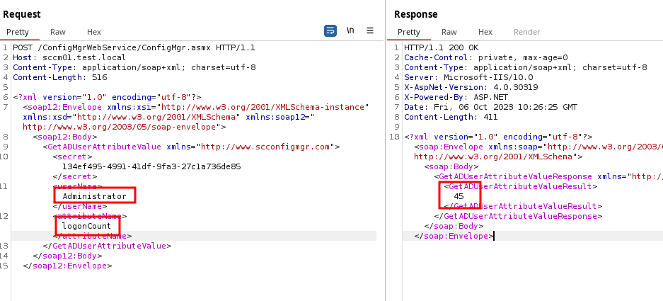 Image showing active directory attributes during internal security assessment